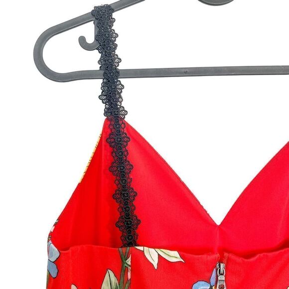 Alice + Olivia Kirby Floral Fit-N-Flare Mini Dress Red - Picture 6 of 9